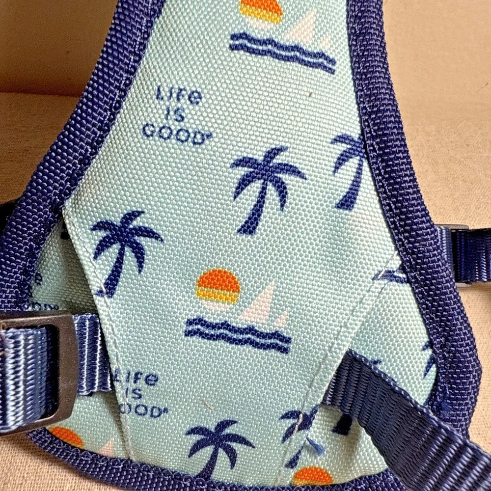 Life is Good‎ Dog Harness Palm Tree Sailboat Print Blue Small Adjustable